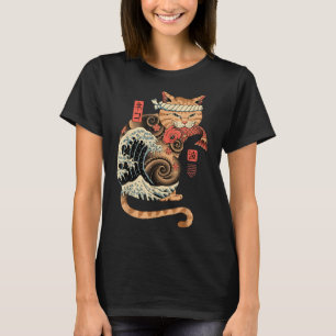 T-shirt Catana Wave Chat tatoué Samurai Chat Art Japonais