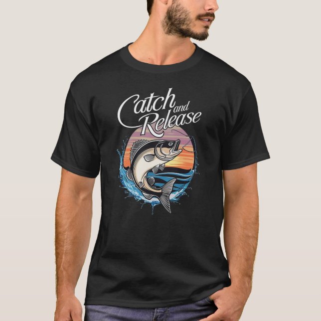 T-shirt Catch and Release Fish Sunset Fishing (Devant)