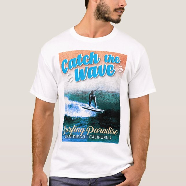 T-shirt Catch the Wave - Le paradis du surf (Devant)