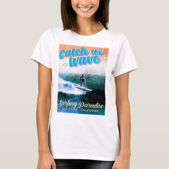 T-shirt Catch the Wave - Le paradis du surf (Devant)