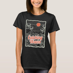 T-shirt Catching Waves Synthwave Rétro Forme d'onde Synthé