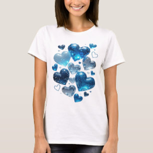 T-shirt Catchy Silver BLUE HEARTS Texte en 3D