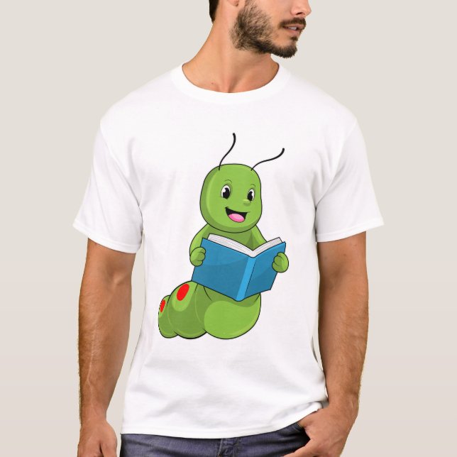 T-shirt Caterpillar à lire avec livre (Devant)