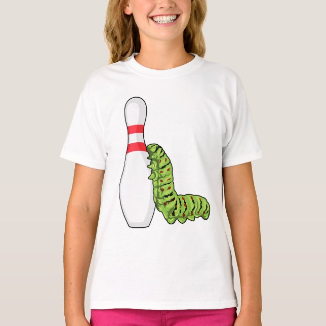 T-shirt caterpillar at bowling with bowling pin (Devant)
