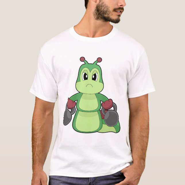 T-shirt Caterpillar Bodybuilder Dumbbells Bodybuilding (Devant)