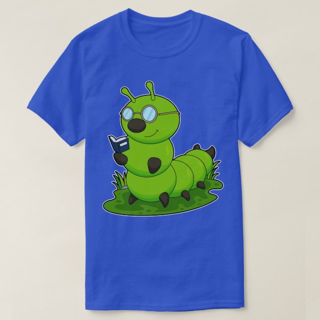 T-shirt Caterpillar Comme Nerd Avec Livre De Verres (Design devant)