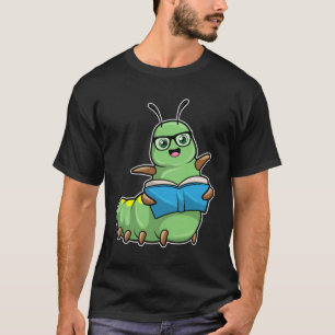 T-shirt Caterpillar Nerd avec livre et lunettes