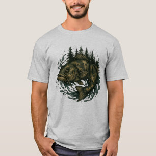 T-shirt Catfish Lake Fishing Mountains Pêcheur Poisson