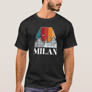 T-shirt Cathédrale de Milan Retro Skyline Italie