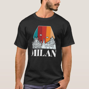 T-shirt Cathédrale de Milan Retro Skyline Italie