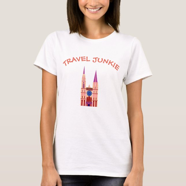 T-shirt Cathédrale de Travel Junkie (Devant)