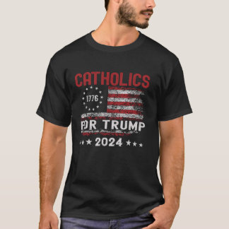T-shirt Catholiques Pour Trump Drapeau Américain 2024 4 ju