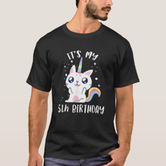 T-Shirt Caticorn Kawaii Chat Licorne Age 5