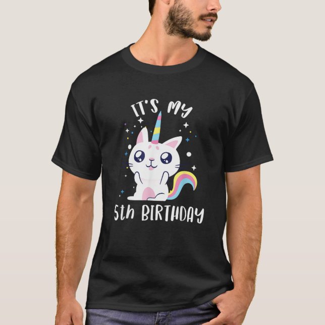 T-Shirt Caticorn Kawaii Chat Licorne Age 5 (Devant)
