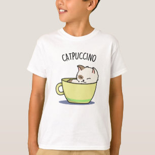 T-shirt Catpuccino Funny Kitty Chat En Pun De Coupe