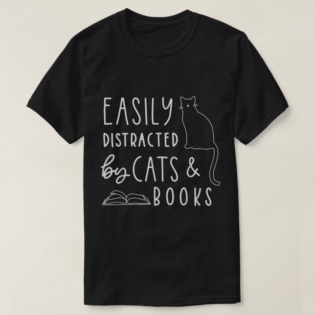 T-shirt Cats and Books Lover Funny Reading Tee (Design devant)