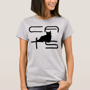 T-shirt "CATS" avec mendiante silhouette de chat noir T-sh