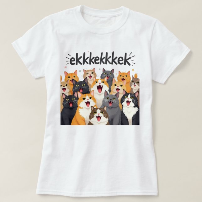 T-shirt Cats chattering, chirping, ekekek (Design devant)