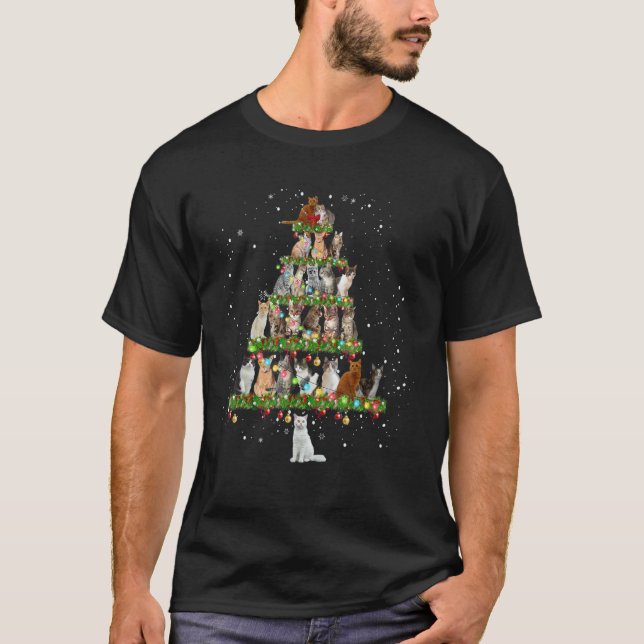 T-shirt Cats Christmas Tree Ornament Decor (Devant)