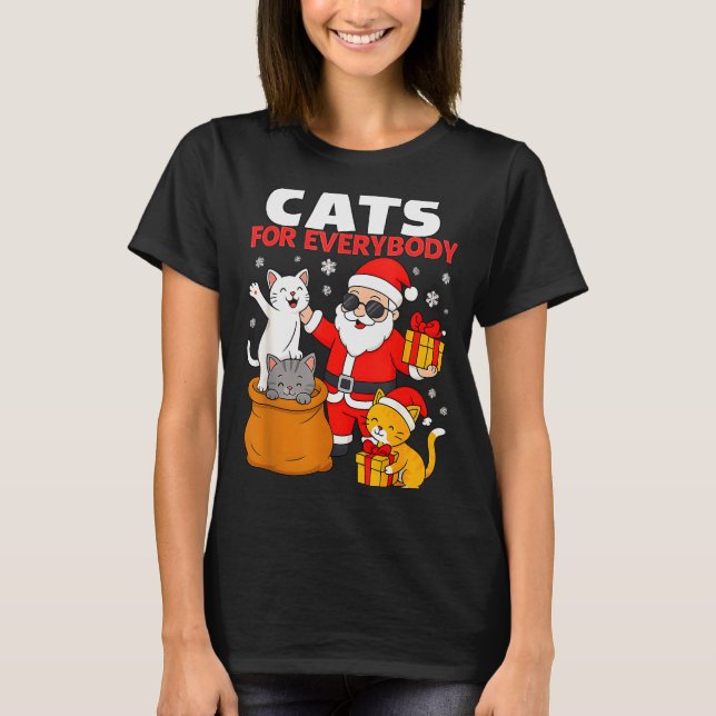 T-shirt Cats For Everybody Funny Christmas Cat Xmas Santa  (Devant)