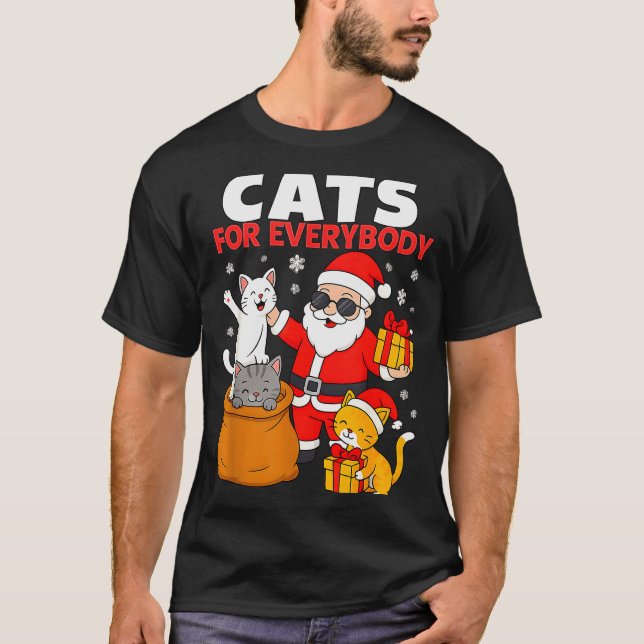 T-shirt Cats For Everybody Funny Christmas Cat Xmas Santa  (Devant)