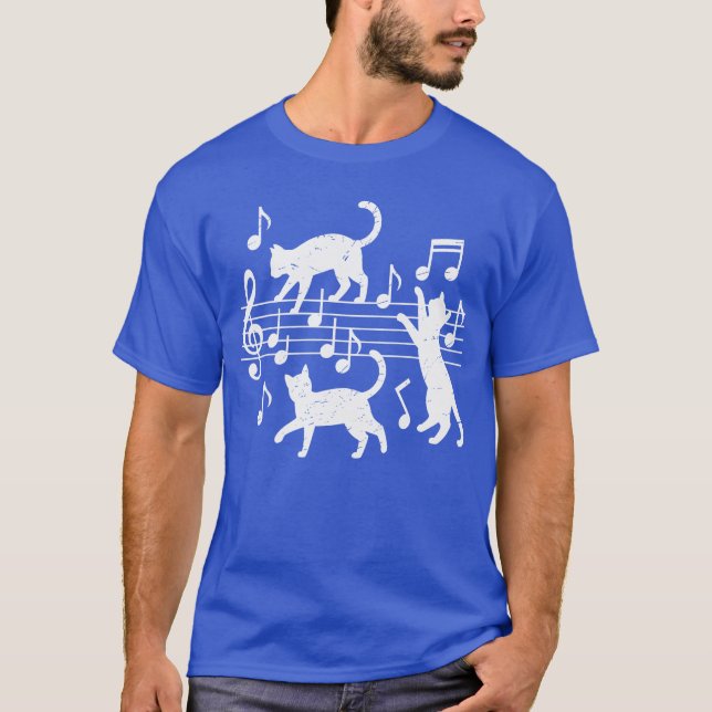 T-shirt Cats Musical Notes Funny Cat Music Notes Musician  (Devant)