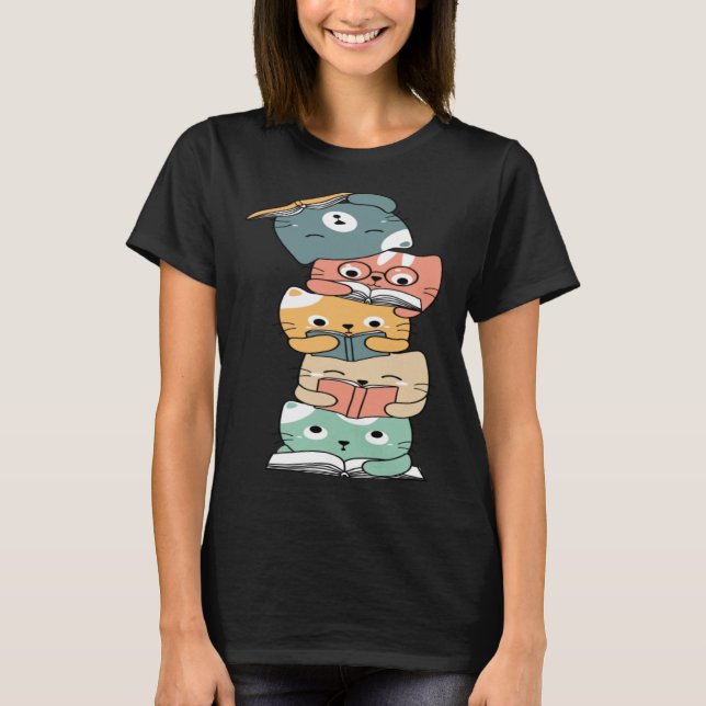 T-shirt Cats Reading Books  Book  Kitten Reader Group (Devant)