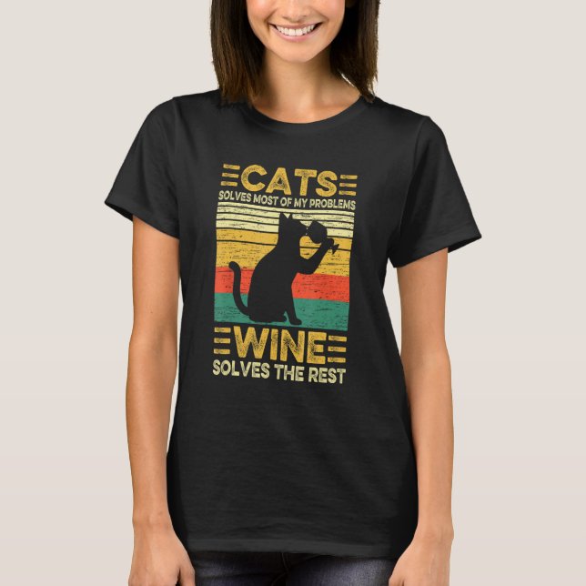 T-shirt Cats Solves Problems Wine  Tasting Wine Maker Dad  (Devant)