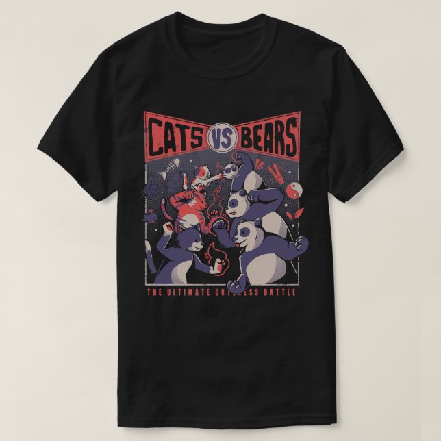 T-shirt Cats Vs Bears Ninja Fight Fun Battle by Tobe Fonse (Design devant)