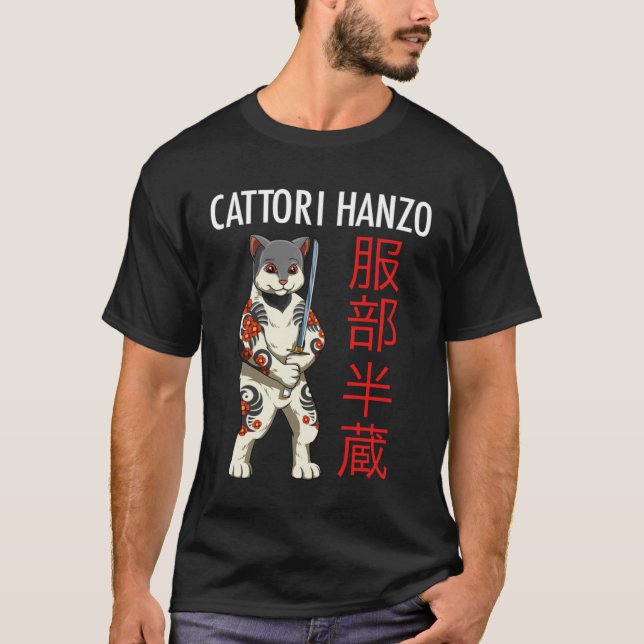 T-shirt Cattori Hanzo   Samurai Cat (Devant)