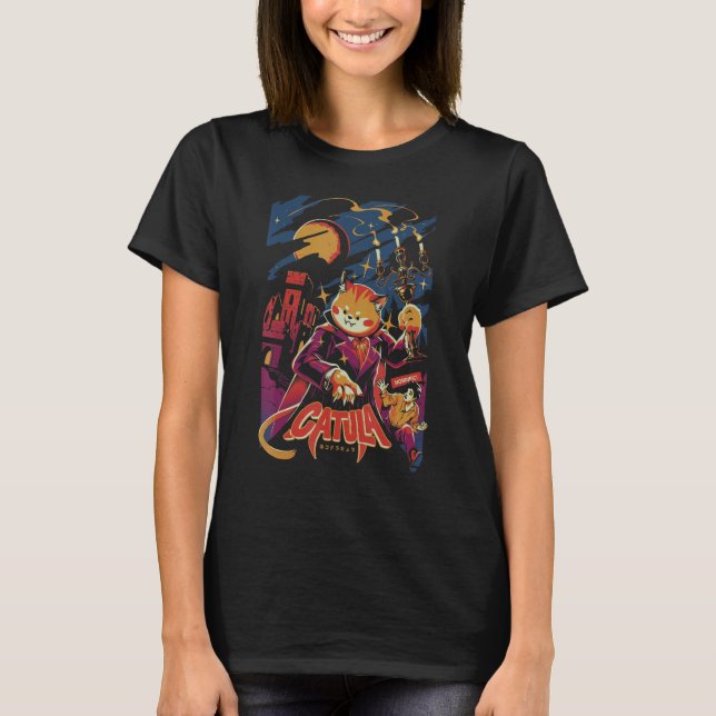 T-shirt Catula Le Vampire Dracula Monster Kitten Meow Ca (Devant)