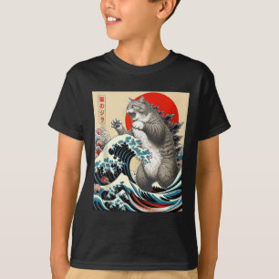 T-shirt Catzilla Chat Art Japonais Dons De Chat Drôle Pour
