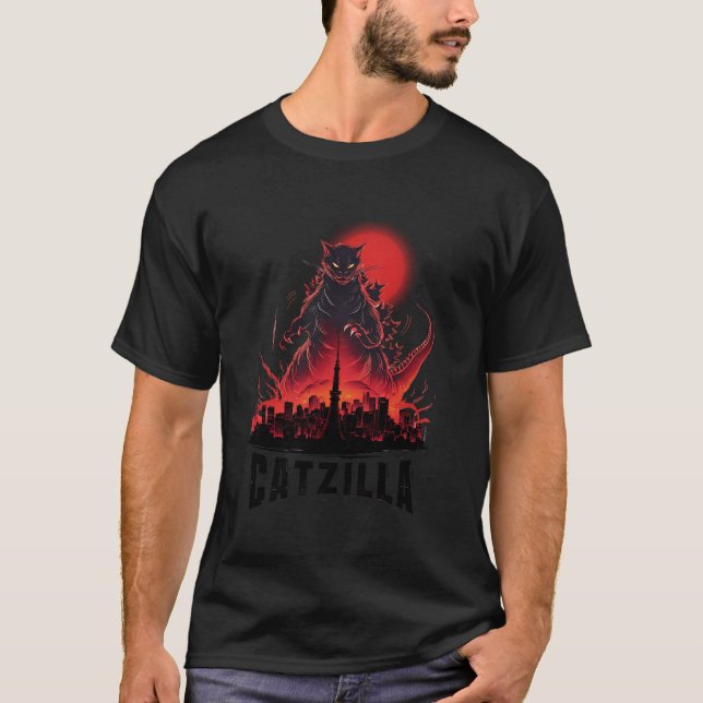 T-shirt Catzilla Chat Art Japonais Dons De Chat Drôle Pour (Devant)