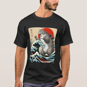 T-shirt Catzilla Chat Art Japonais Dons De Chat Drôle Pour
