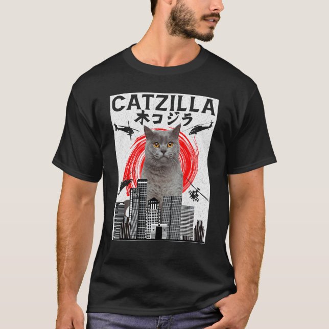 T-shirt Catzilla Chat Chaton (Devant)