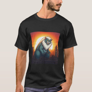 T-shirt Catzilla Chat Japonais Drôle Chat Art Hommes Femme
