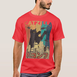 T-shirt Catzilla Funny Chat Asiatique Design Amusant Origi