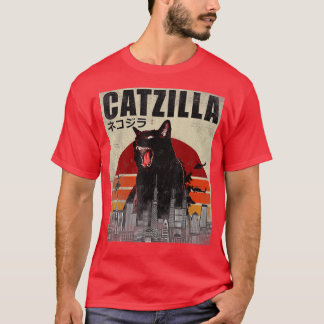 T-shirt Catzilla Funny Chat Japonais coucher de soleil