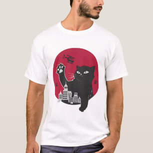 T-shirt Catzilla géant drôle chat noir Godzilla
