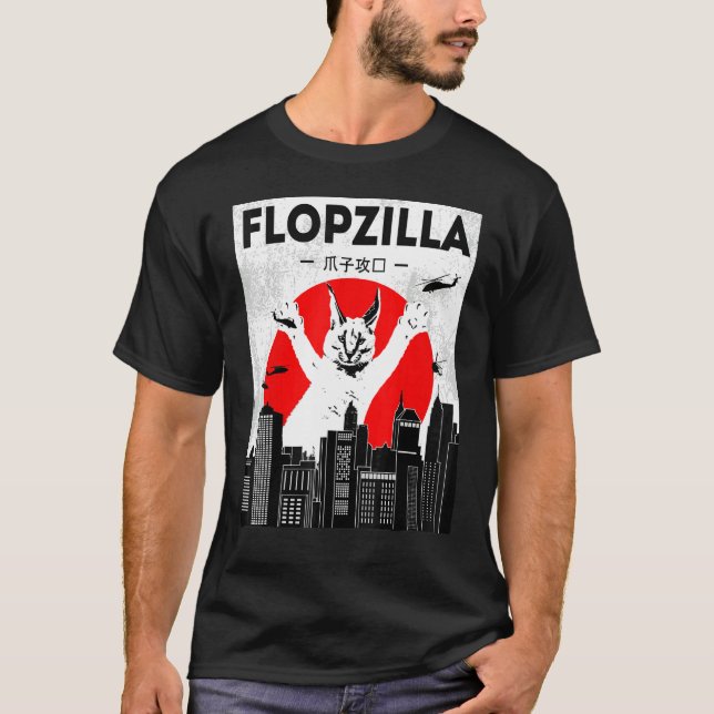 T-shirt Catzilla grand mème floppa Flopzilla Caracal Chat (Devant)