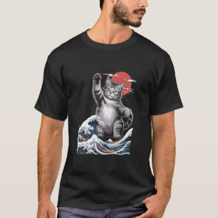T-shirt Catzilla Grande Vague Mashup Illustration Manches