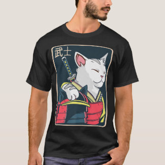 T-shirt Catzilla Japanese Cat Art Katana Sword Anime Ni
