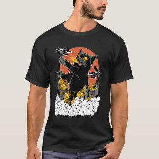 T-Shirt Catzilla Japonais Noir Sunset - Coupe Clas
