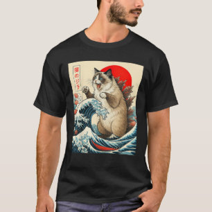 T-shirt Catzilla Ragdoll Chat Art Japonais Cadeaux Drôles