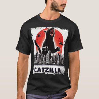 T-shirt Catzilla Roaring au-dessus de la ville Skyline Cat