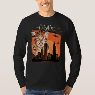 T-shirt Catzilla vintage Cute Kitten Toujours Faim Chat 2