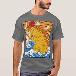 T-shirt Catzilla Vintage Funny Cute Chat Art Japonais Suns
