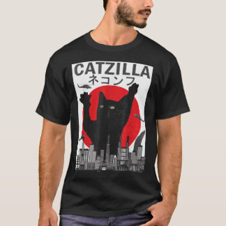 T-shirt Catzilla vintage Japonaise Style coucher de soleil