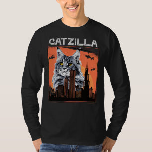 T-shirt Catzilla vintage Kitten Chat Retro Art Décoré