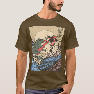 T-shirt Catzilla vs Kaiju Vintage Funny Cute Cat Art Japon